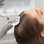 woman undergoes a hair restoration procedure
