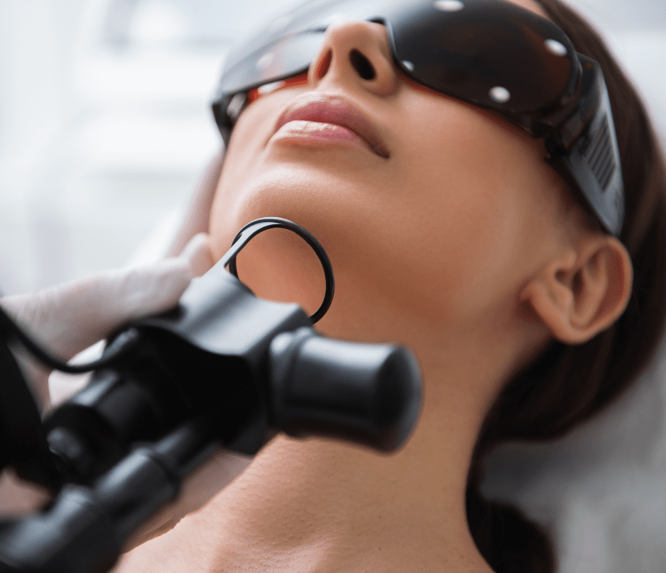 a patient undergoes erbium laser treatment