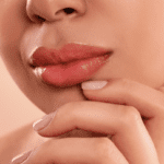 woman showing her beautiful lips lip trends