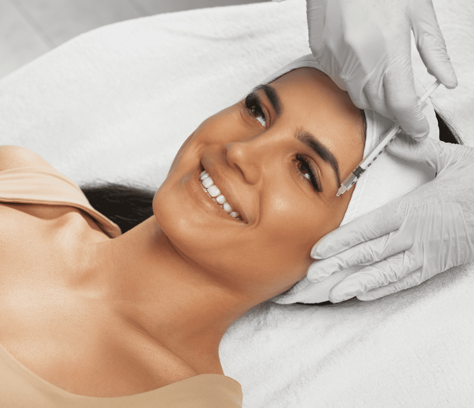 smiling woman having a botox treatment