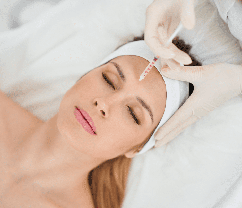 woman getting botox procedure on her forehead
