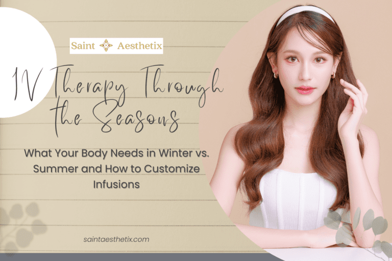 Saint Aesthetix guide on how seasonal IV therapy differs between winter and summer for optimal health.