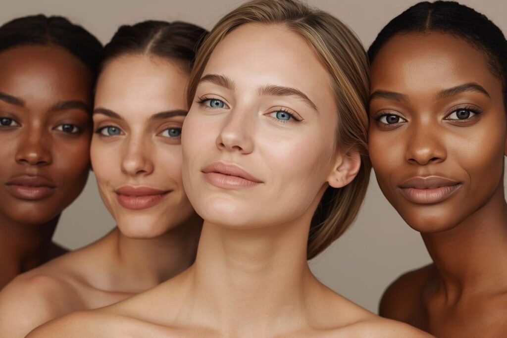 Diverse group of people with vibrant, healthy skin showcasing the results-driven wellness and inclusive standards of Saint Aesthetix, a gender-inclusive med spa.