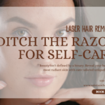 Professional laser hair removal procedure in progress