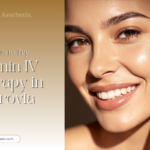 Close-up of a smiling woman with glowing skin for Saint Aesthetix Vitamin IV Therapy.