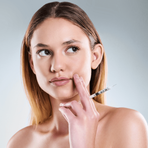 a woman thinks about botox treatment