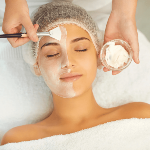 woman having facial to avoid sun damage for skin